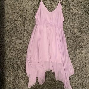 Lilac V Front and Back Dress with Mesh Overlay